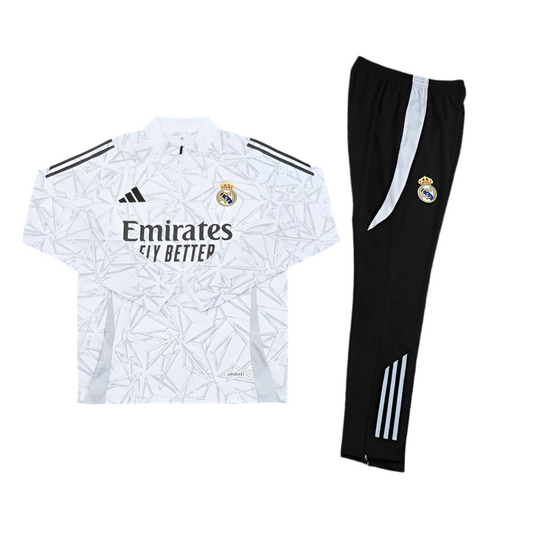 Kids White Real Madrid Tracksuit Set